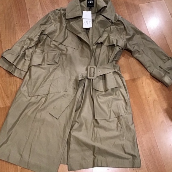 NWT Zara Womens Oversized Trench Coat Jacket Belted - Picture 4 of 14